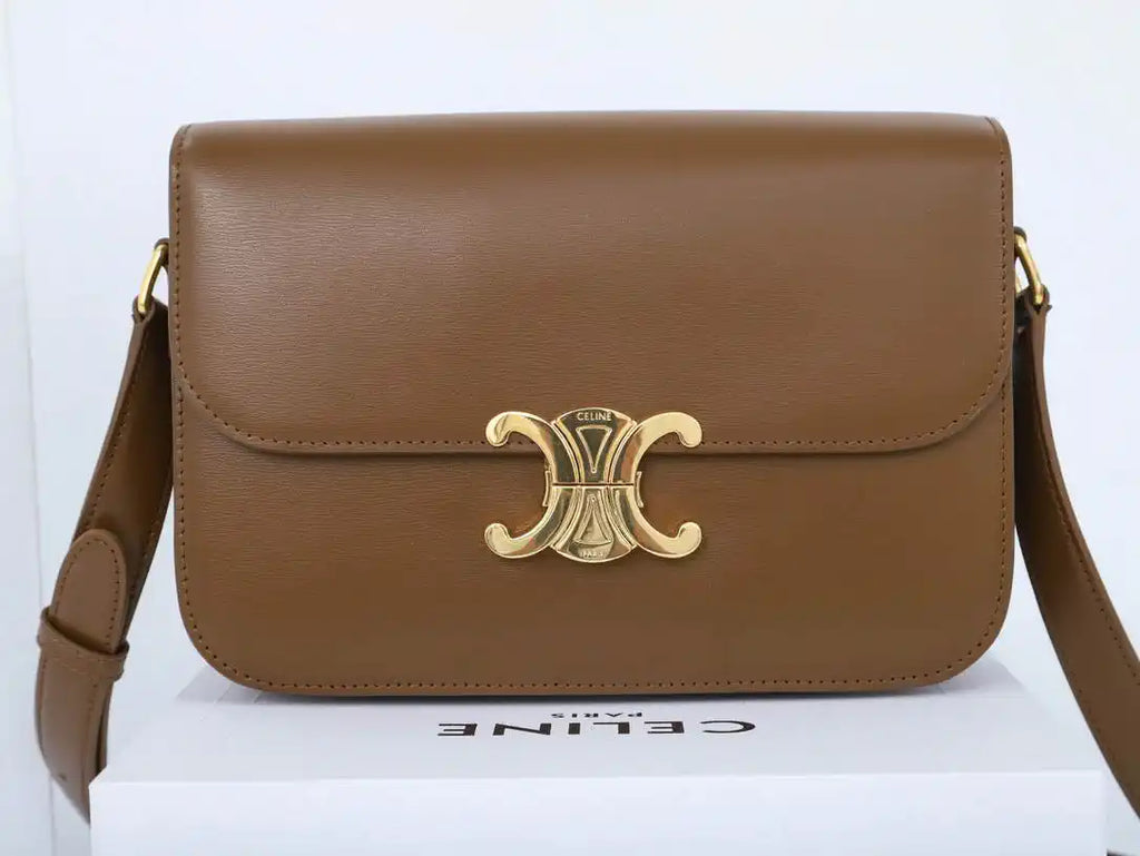 Celine 191242 CLASSIQUE TRIOMPHE BAG IN Calfskin Leather Brown