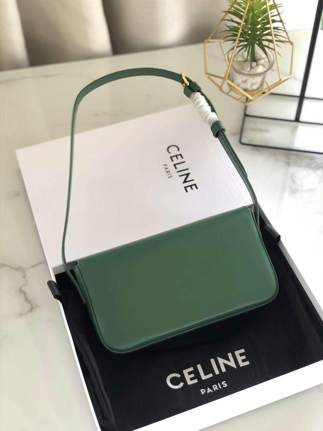 Celine 194143 Triomphe Shoulder Bag in Natural Calfskin Green - Default Title - View 3
