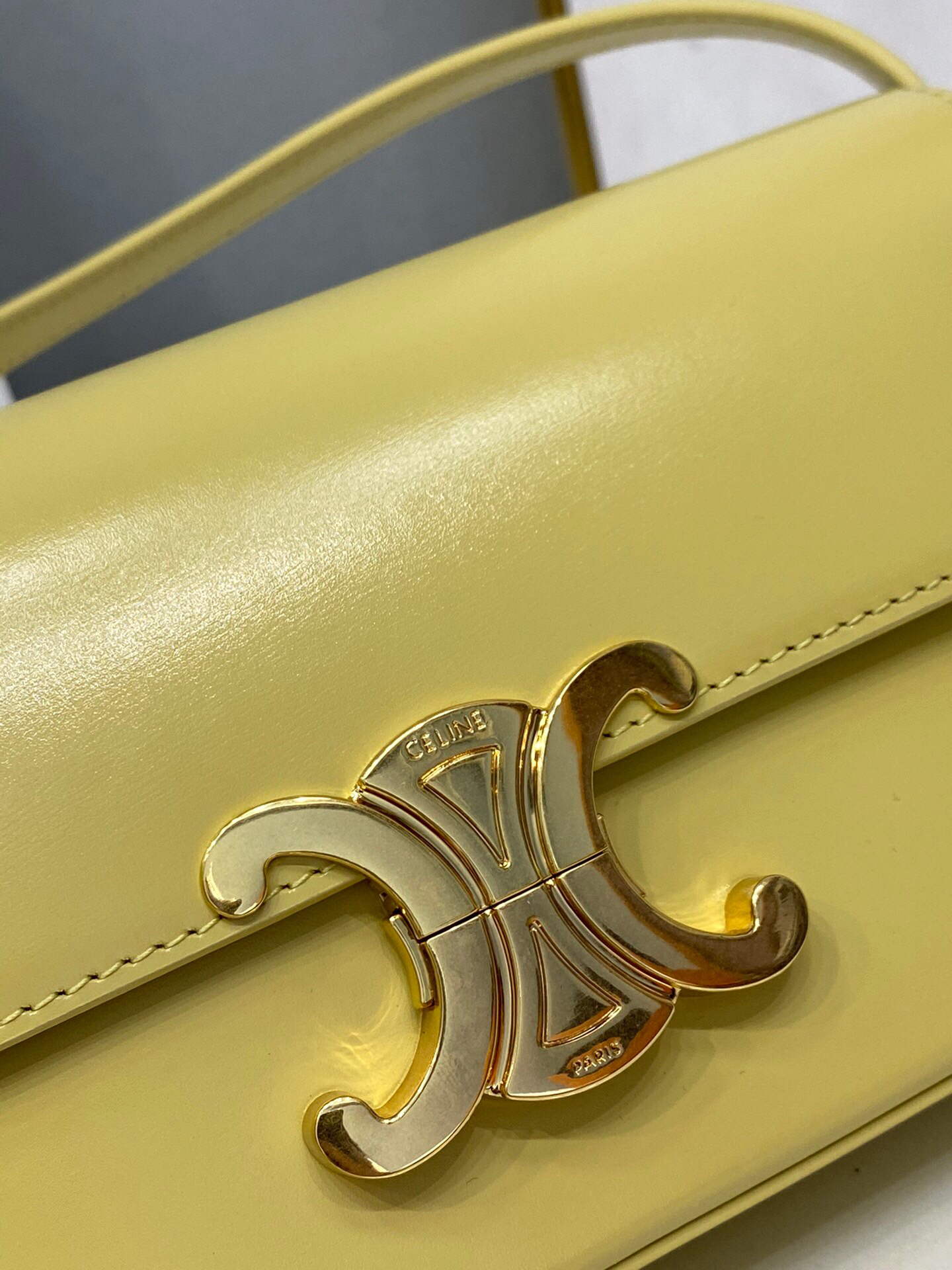Celine 194143 Triomphe Shoulder Bag in Natural Calfskin Light Yellow - Default Title - View 5