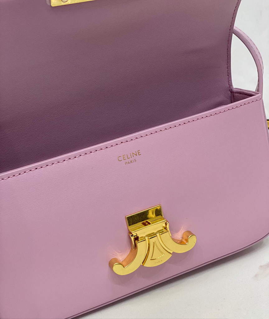 Celine 194143 Triomphe Shoulder Bag in Natural Calfskin Pink