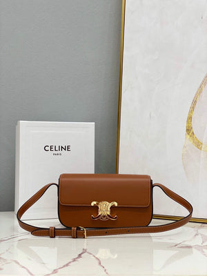Celine 194143 Triomphe Shoulder Bag in Natural Calfskin Tan - Default Title - View 1