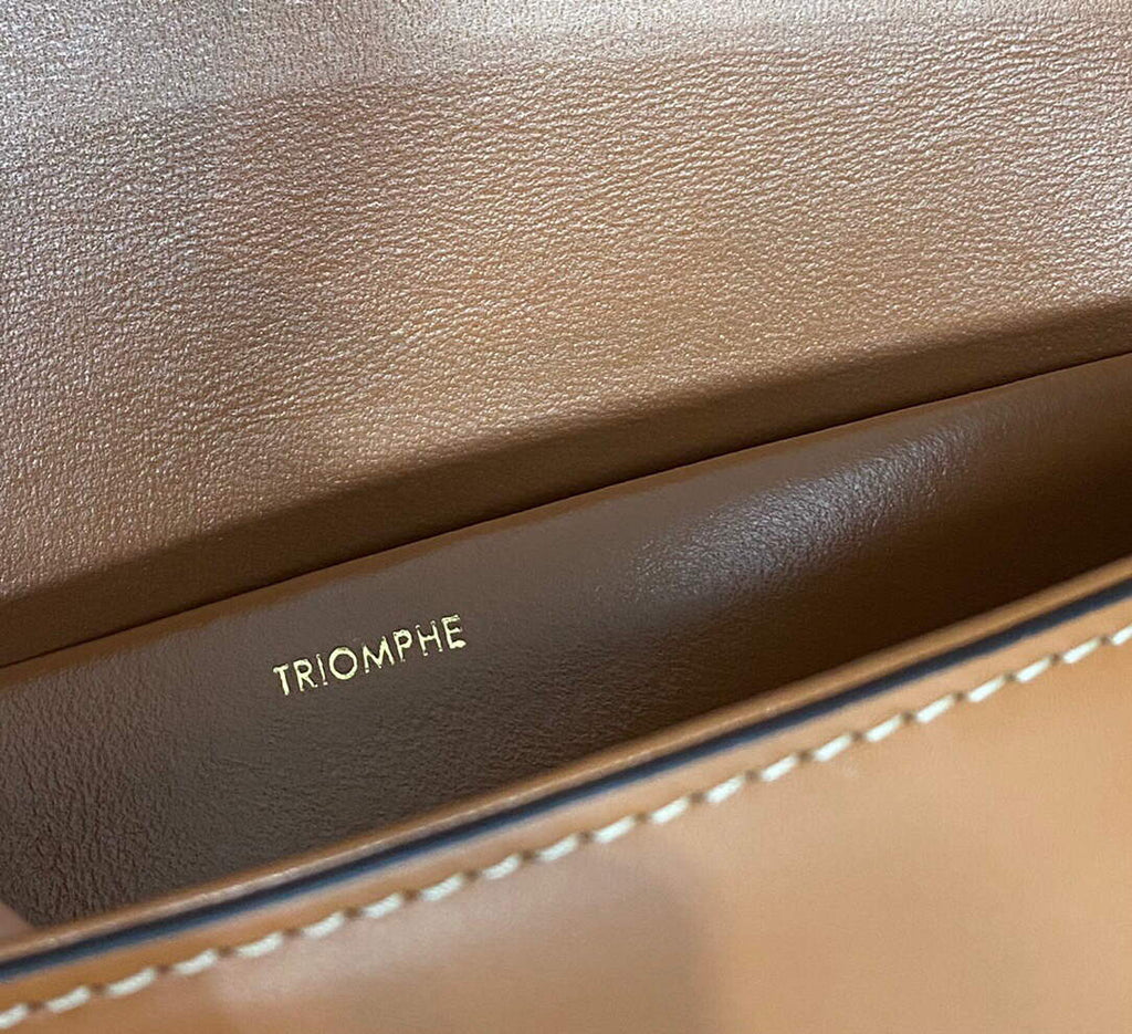 Celine 194143 Triomphe Shoulder Bag in Natural Calfskin Tan