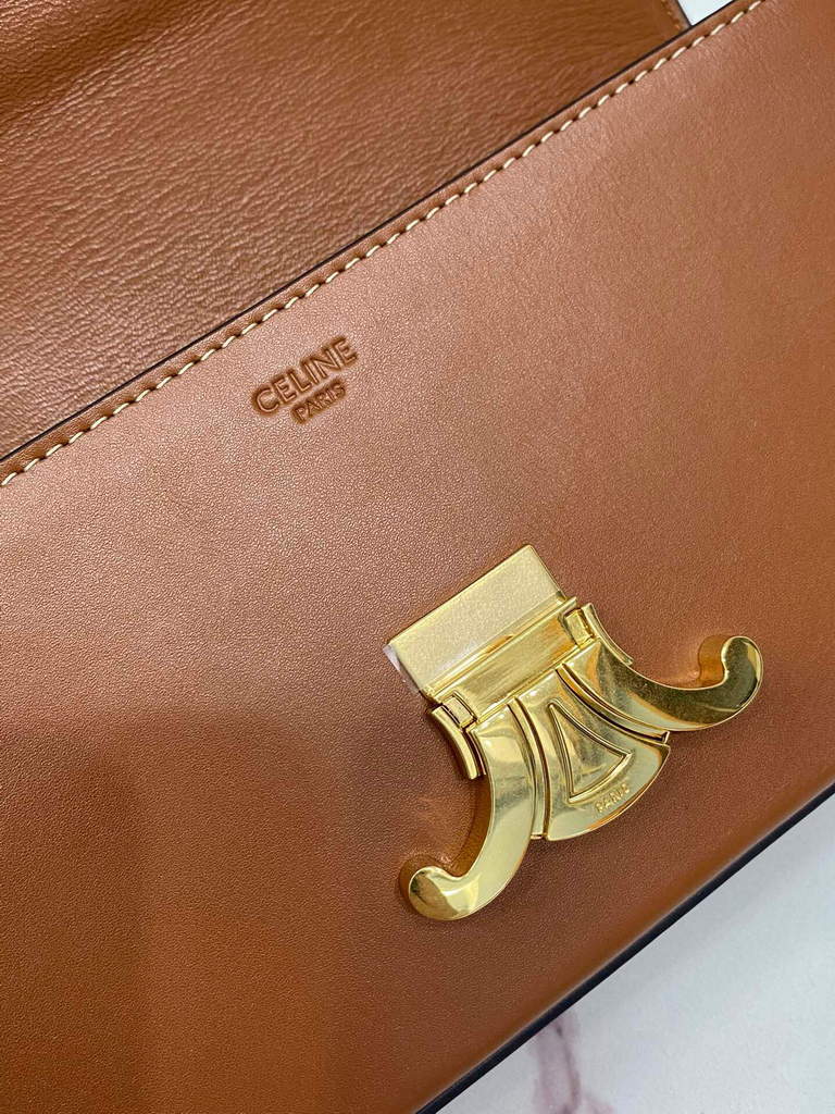 Celine 194143 Triomphe Shoulder Bag in Natural Calfskin Tan - Default Title - View 8