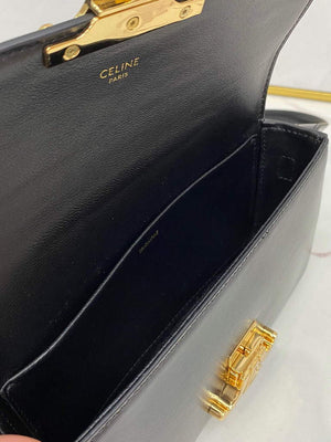 Celine 194143 Triomphe Shoulder Bag in Natural Calfskin Black - Default Title - View 9
