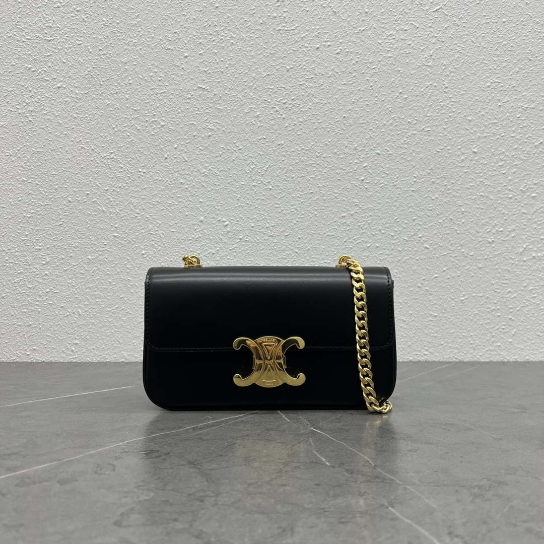 Celine 197992 Chain Shoulder Bag Claude In Triomphe Canvas Black - Default Title - View 1