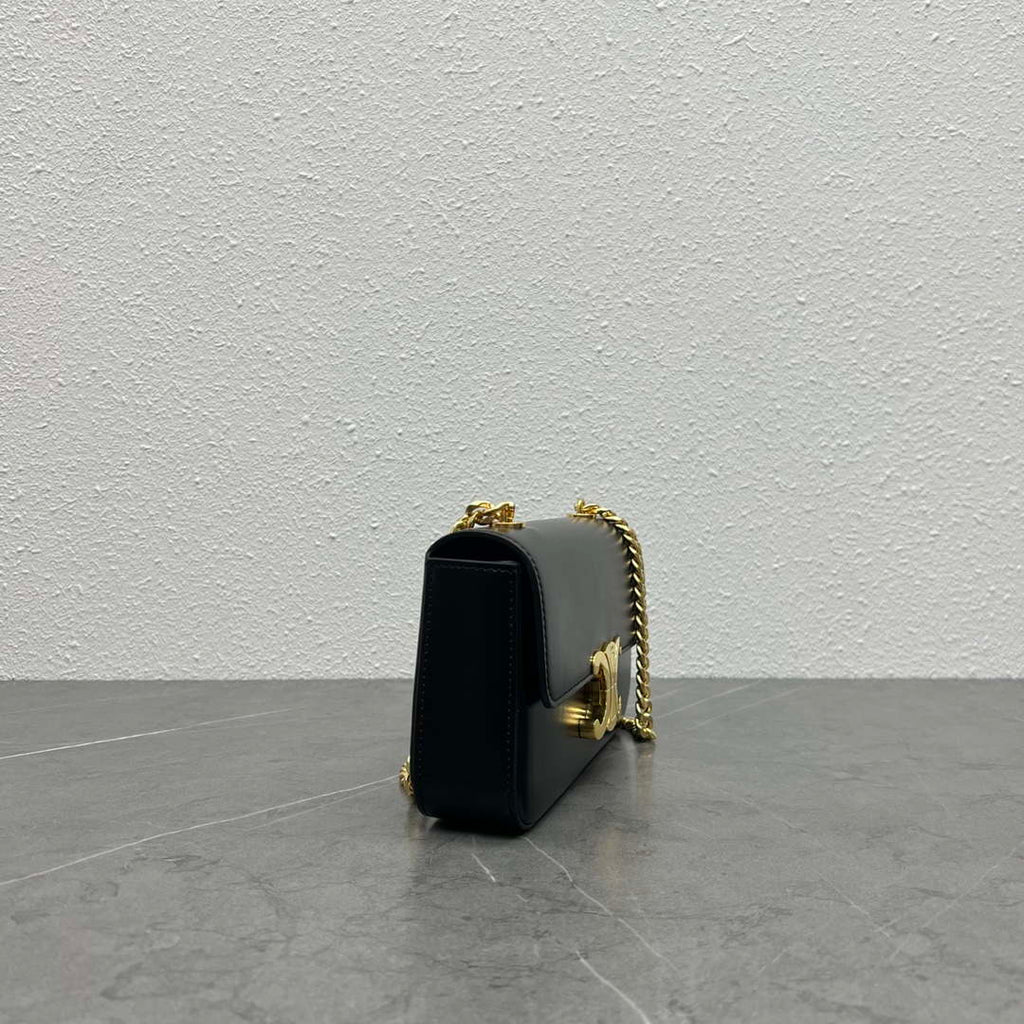 Celine 197992 Chain Shoulder Bag Claude In Triomphe Canvas Black