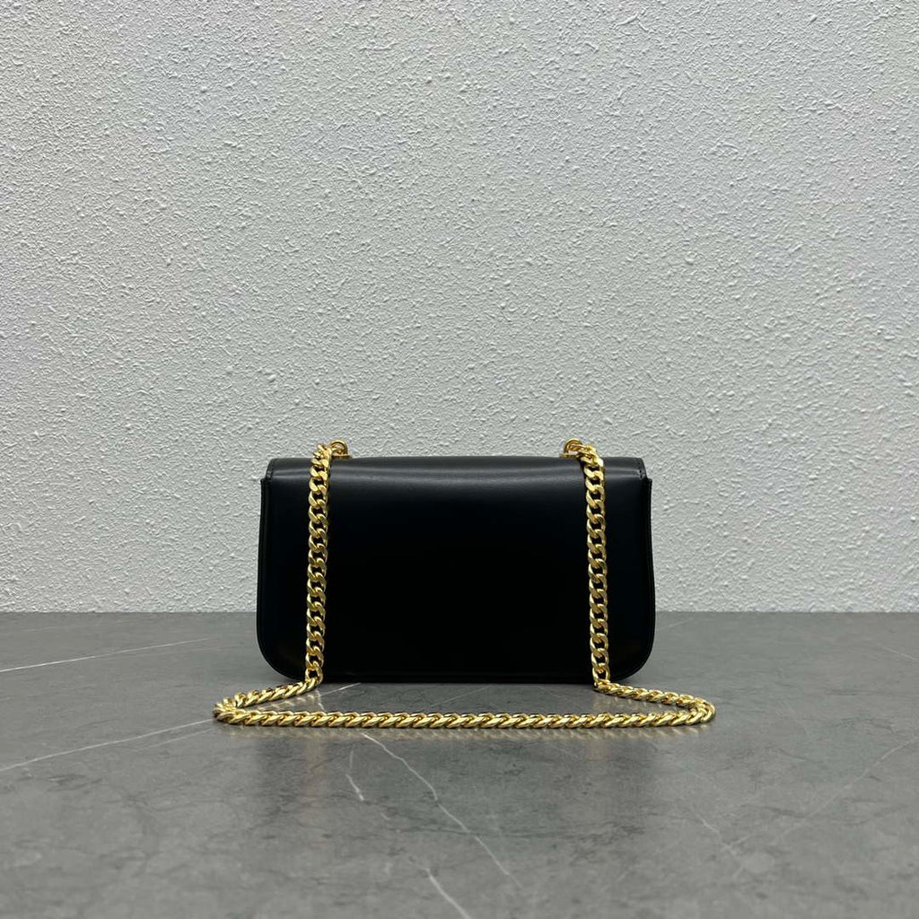 Celine 197992 Chain Shoulder Bag Claude In Triomphe Canvas Black