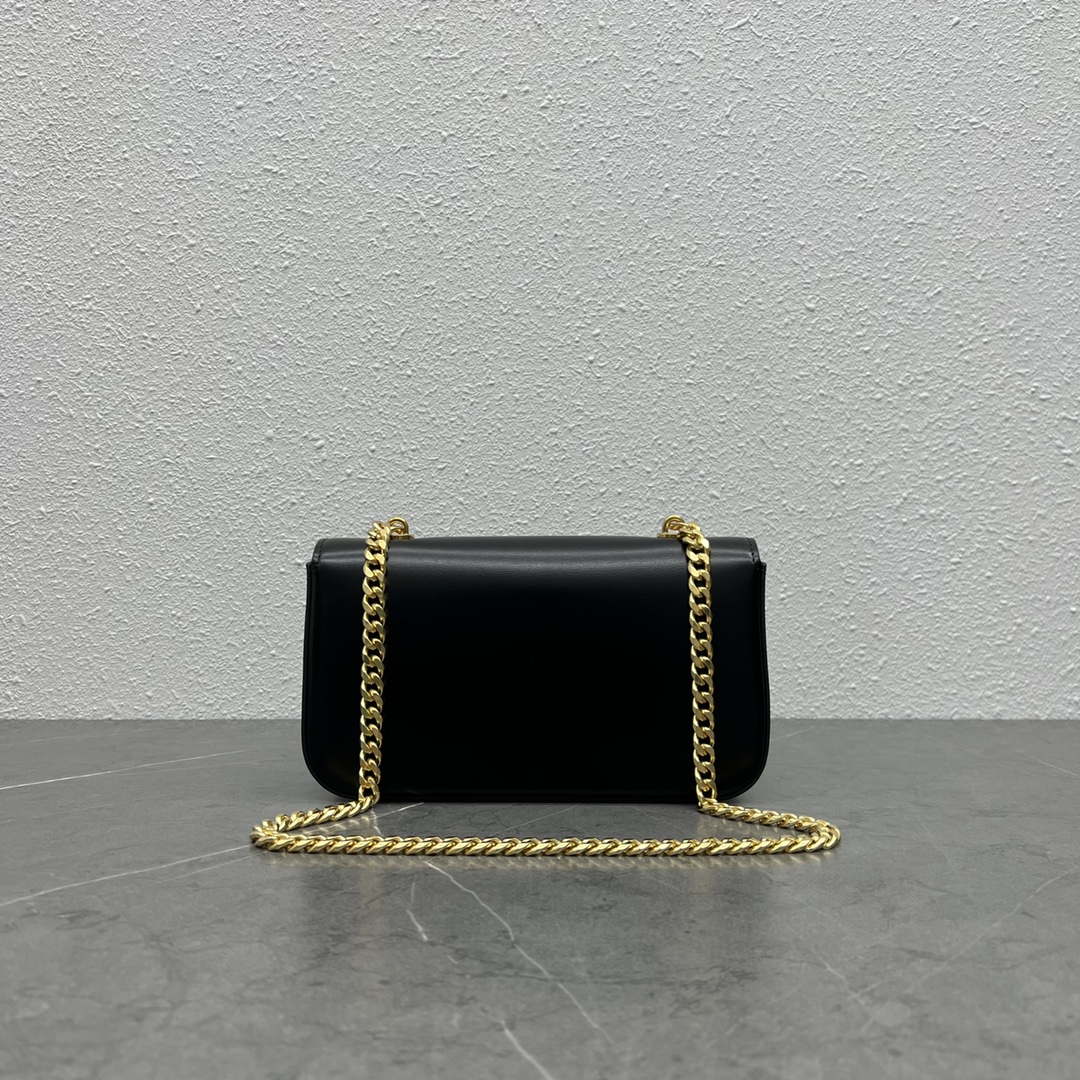 Celine 197992 Chain Shoulder Bag Claude In Triomphe Canvas Black