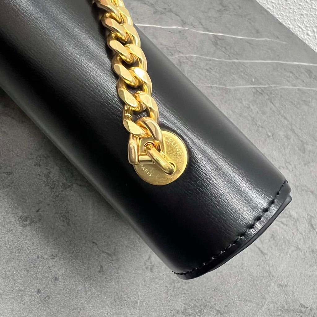 Celine 197992 Chain Shoulder Bag Claude In Triomphe Canvas Black