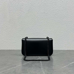 Celine 197992 Chain Shoulder Bag Claude In Triomphe Canvas Black with Black LOGO - Default Title - View 3