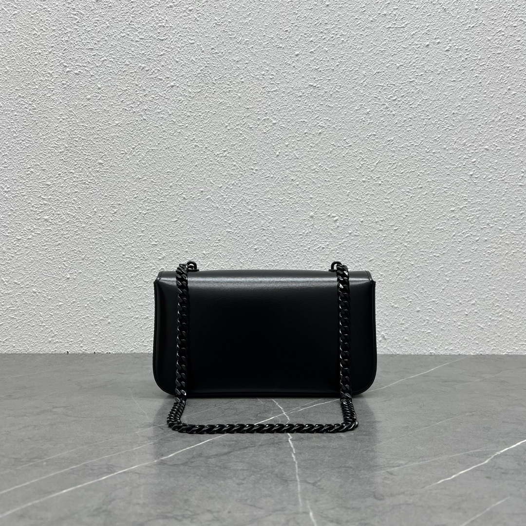 Celine 197992 Chain Shoulder Bag Claude In Triomphe Canvas Black with Black LOGO