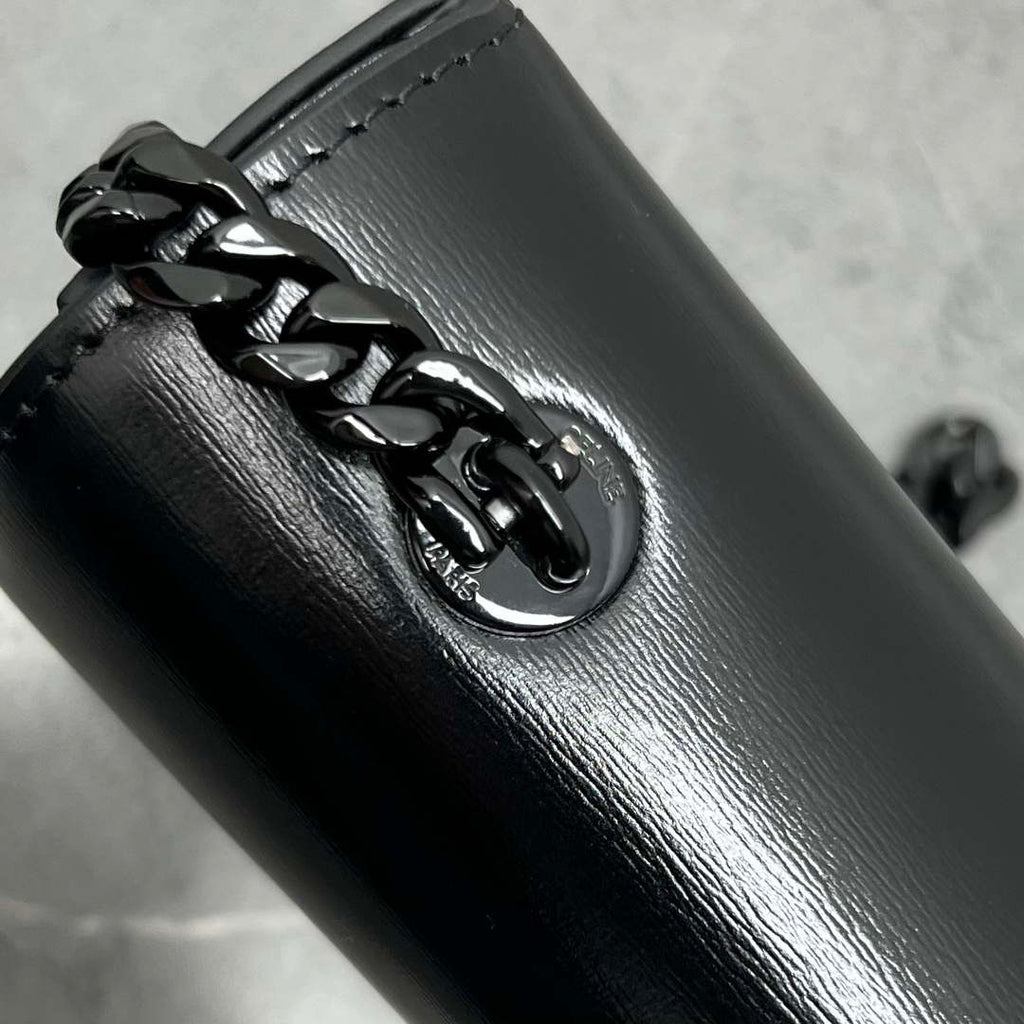 Celine 197992 Chain Shoulder Bag Claude In Triomphe Canvas Black with Black LOGO