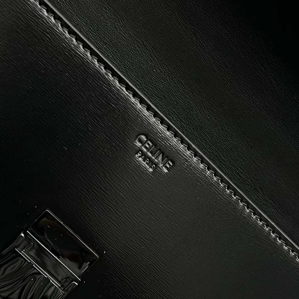 Celine 197992 Chain Shoulder Bag Claude In Triomphe Canvas Black with Black LOGO