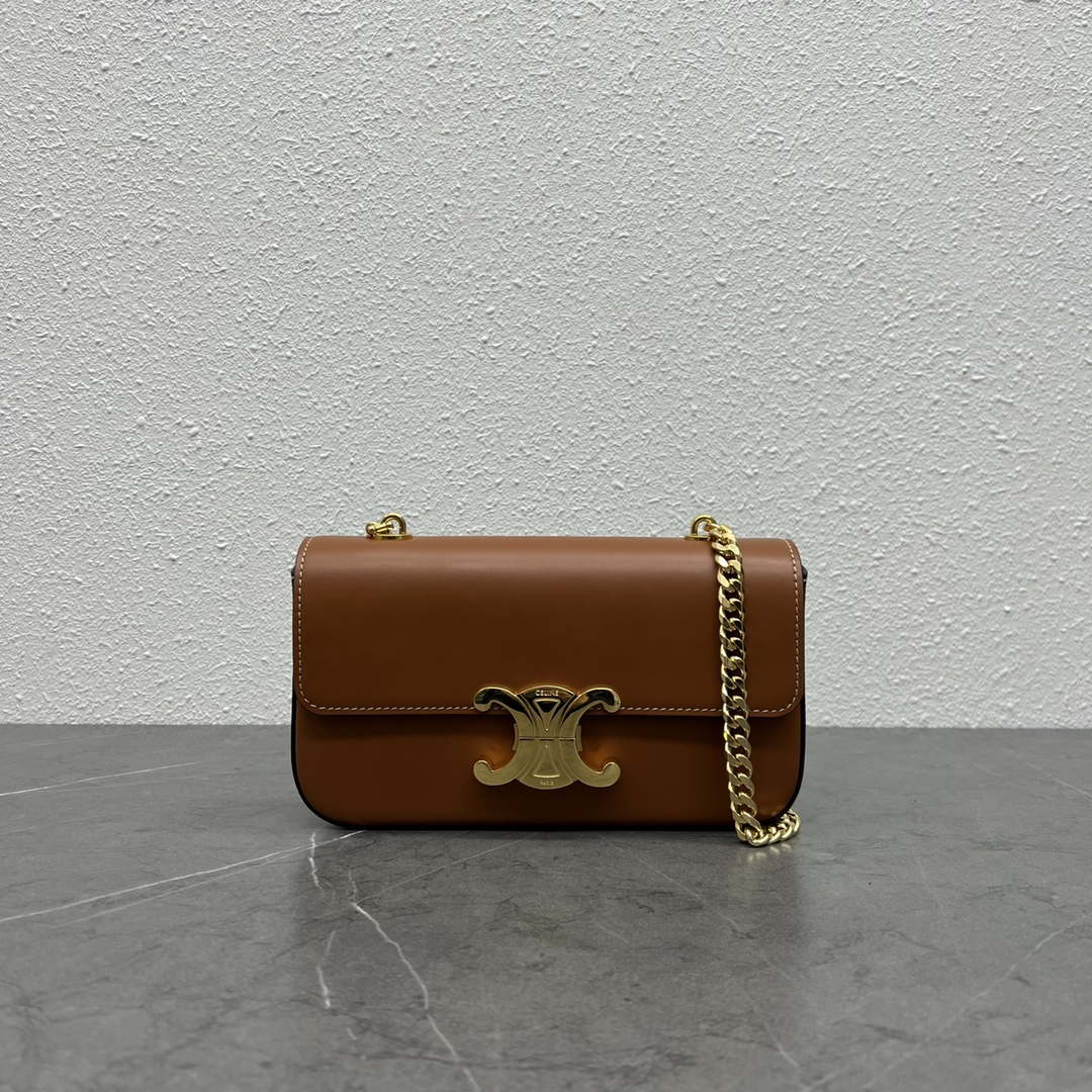 Celine 197992 Chain Shoulder Bag Claude In Triomphe Canvas Brown - Default Title - View 1