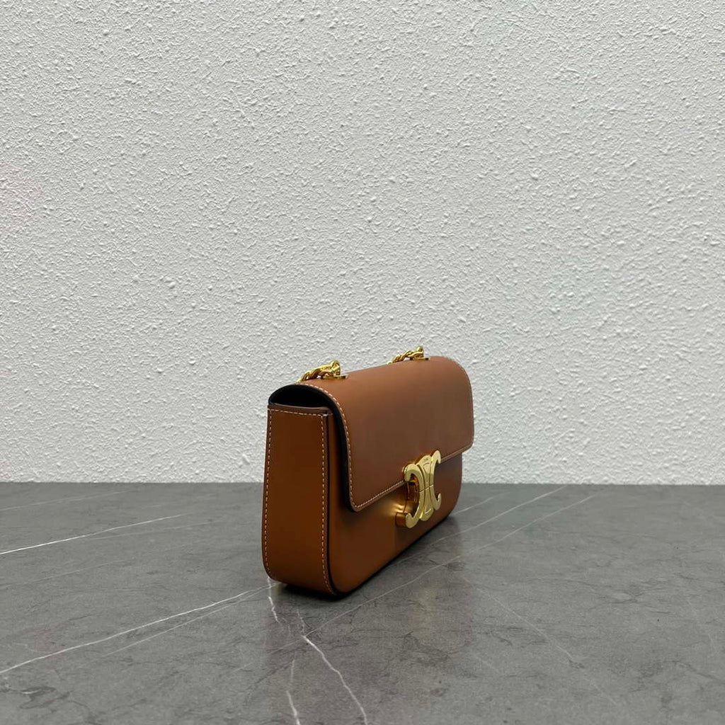 Celine 197992 Chain Shoulder Bag Claude In Triomphe Canvas Brown