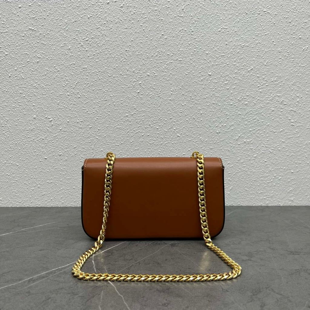 Celine 197992 Chain Shoulder Bag Claude In Triomphe Canvas Brown