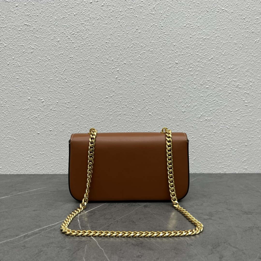 Celine 197992 Chain Shoulder Bag Claude In Triomphe Canvas Brown