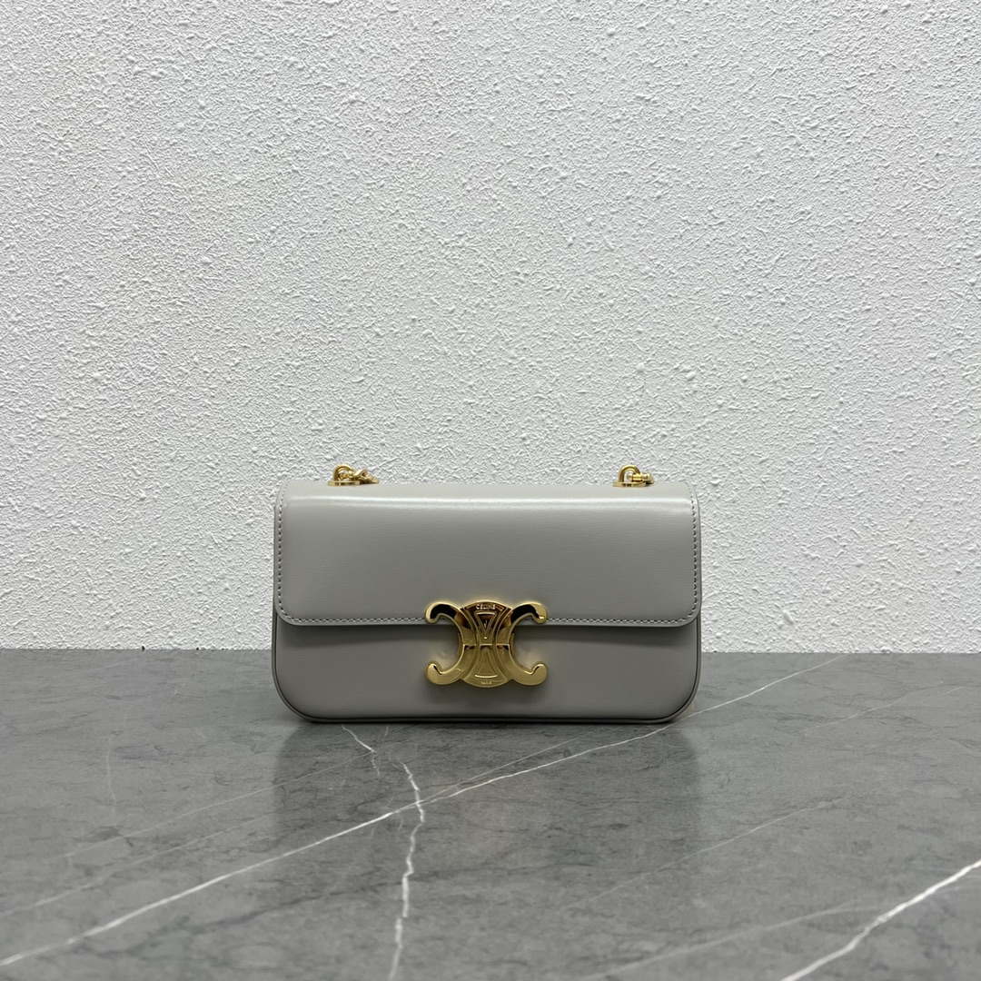 Celine 197992 Chain Shoulder Bag Claude In Triomphe Canvas Gray - Default Title - View 1