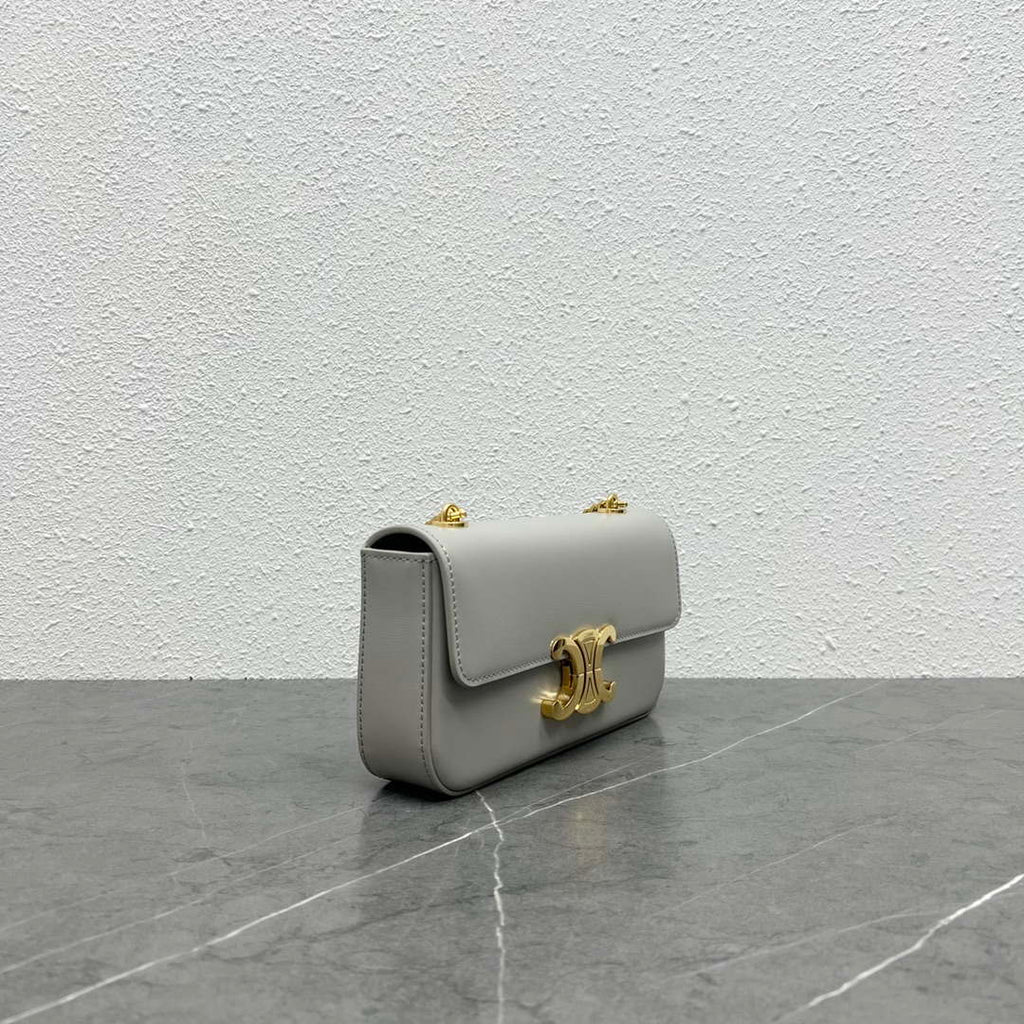 Celine 197992 Chain Shoulder Bag Claude In Triomphe Canvas Gray