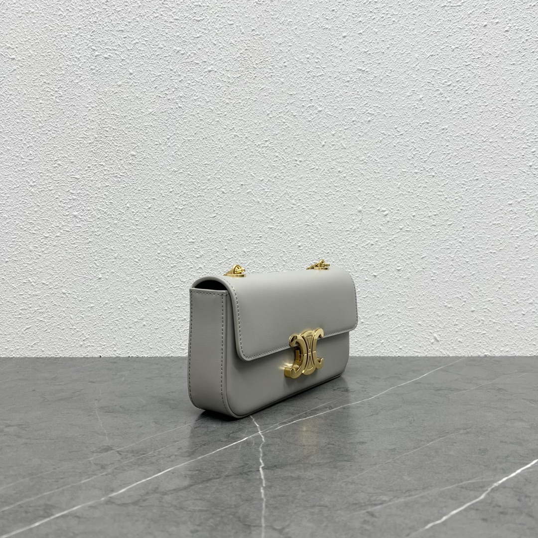 Celine 197992 Chain Shoulder Bag Claude In Triomphe Canvas Gray