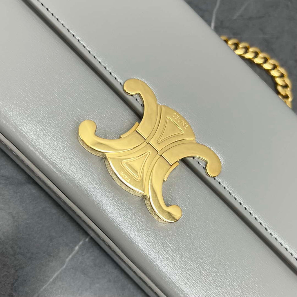 Celine 197992 Chain Shoulder Bag Claude In Triomphe Canvas Gray