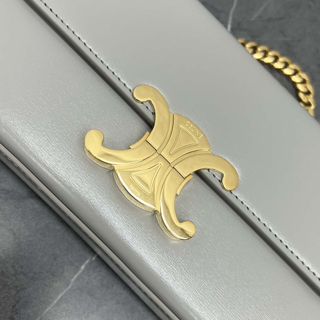 Celine 197992 Chain Shoulder Bag Claude In Triomphe Canvas Gray