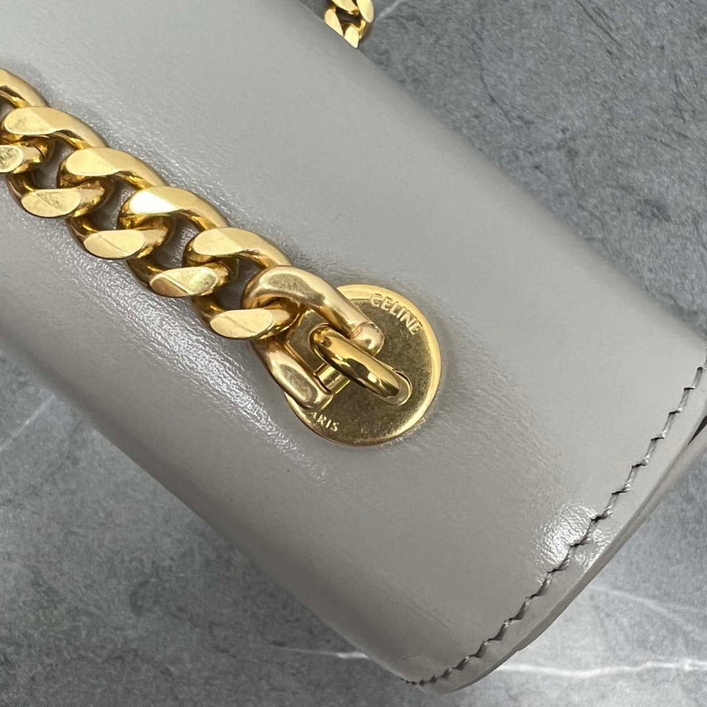 Celine 197992 Chain Shoulder Bag Claude In Triomphe Canvas Gray