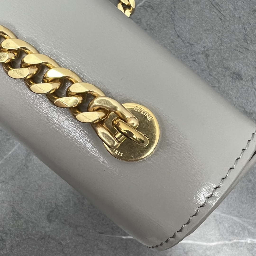 Celine 197992 Chain Shoulder Bag Claude In Triomphe Canvas Gray