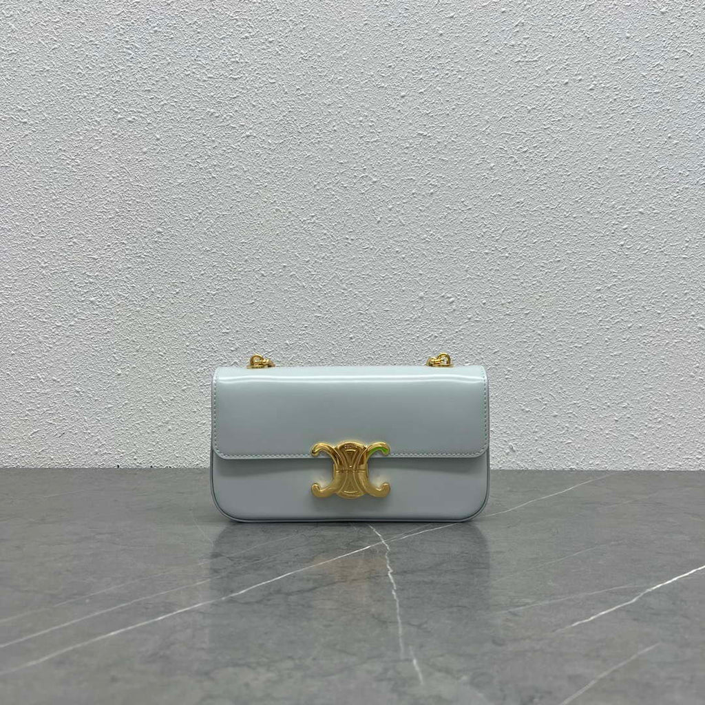 Celine 197992 Chain Shoulder Bag Claude In Triomphe Canvas Light Blue