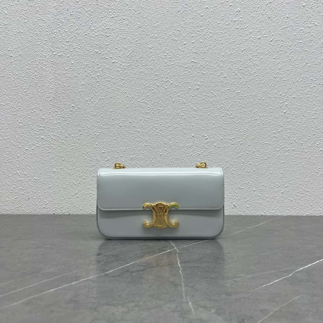 Celine 197992 Chain Shoulder Bag Claude In Triomphe Canvas Light Blue - Default Title - View 1