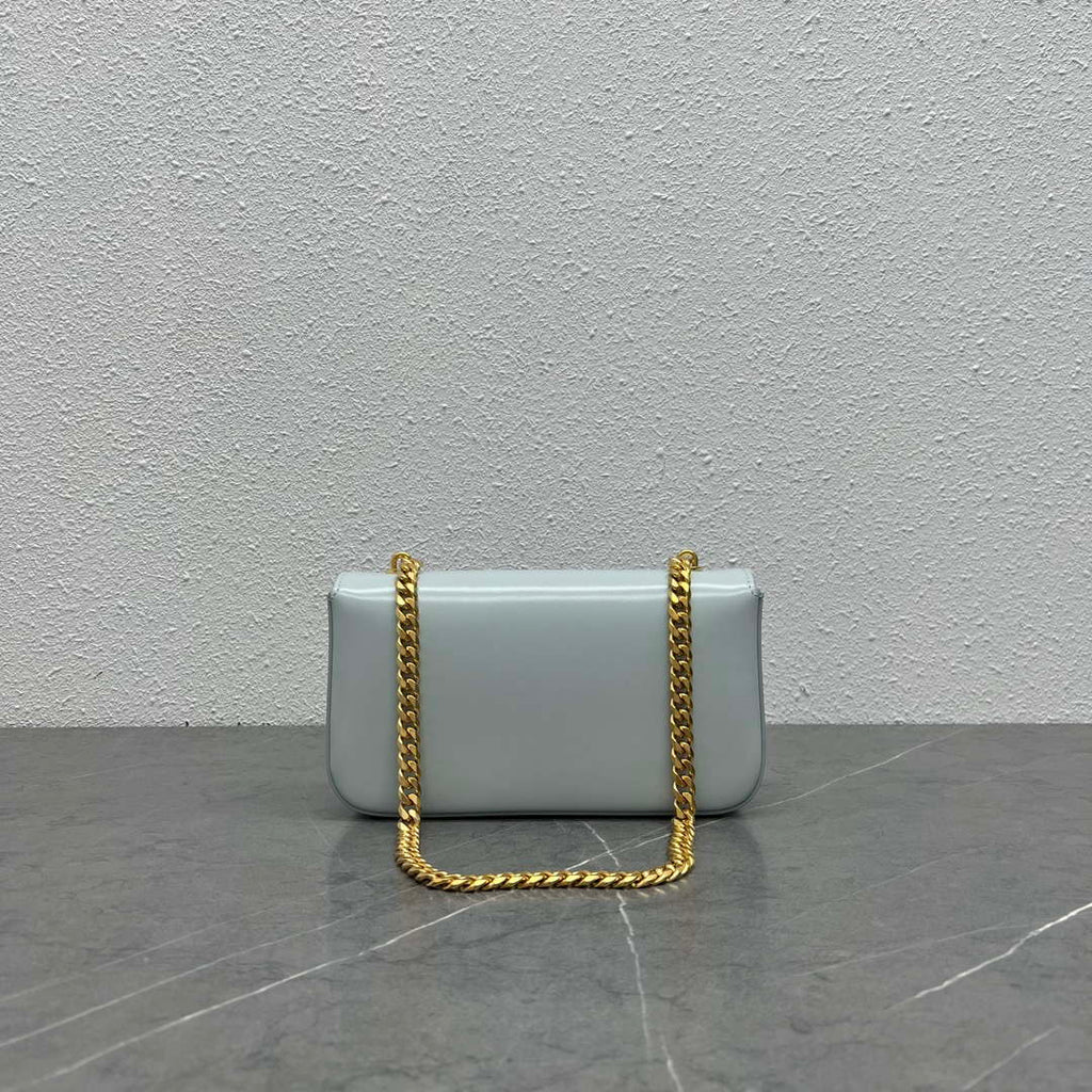 Celine 197992 Chain Shoulder Bag Claude In Triomphe Canvas Light Blue
