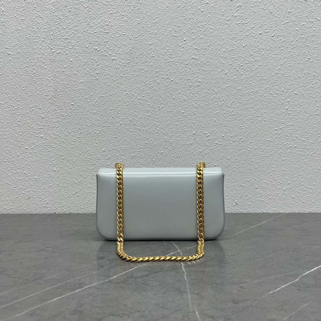 Celine 197992 Chain Shoulder Bag Claude In Triomphe Canvas Light Blue
