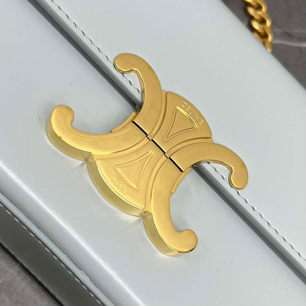 Celine 197992 Chain Shoulder Bag Claude In Triomphe Canvas Light Blue