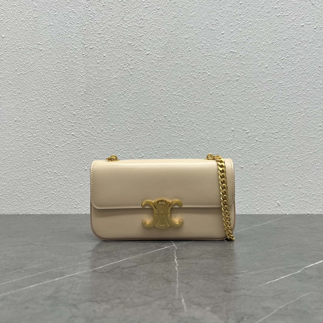 Celine 197992 Chain Shoulder Bag Claude In Triomphe Canvas Nude - Default Title - View 1