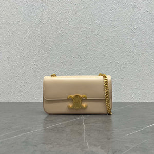 Celine 197992 Chain Shoulder Bag Claude In Triomphe Canvas Nude - Default Title - View 1