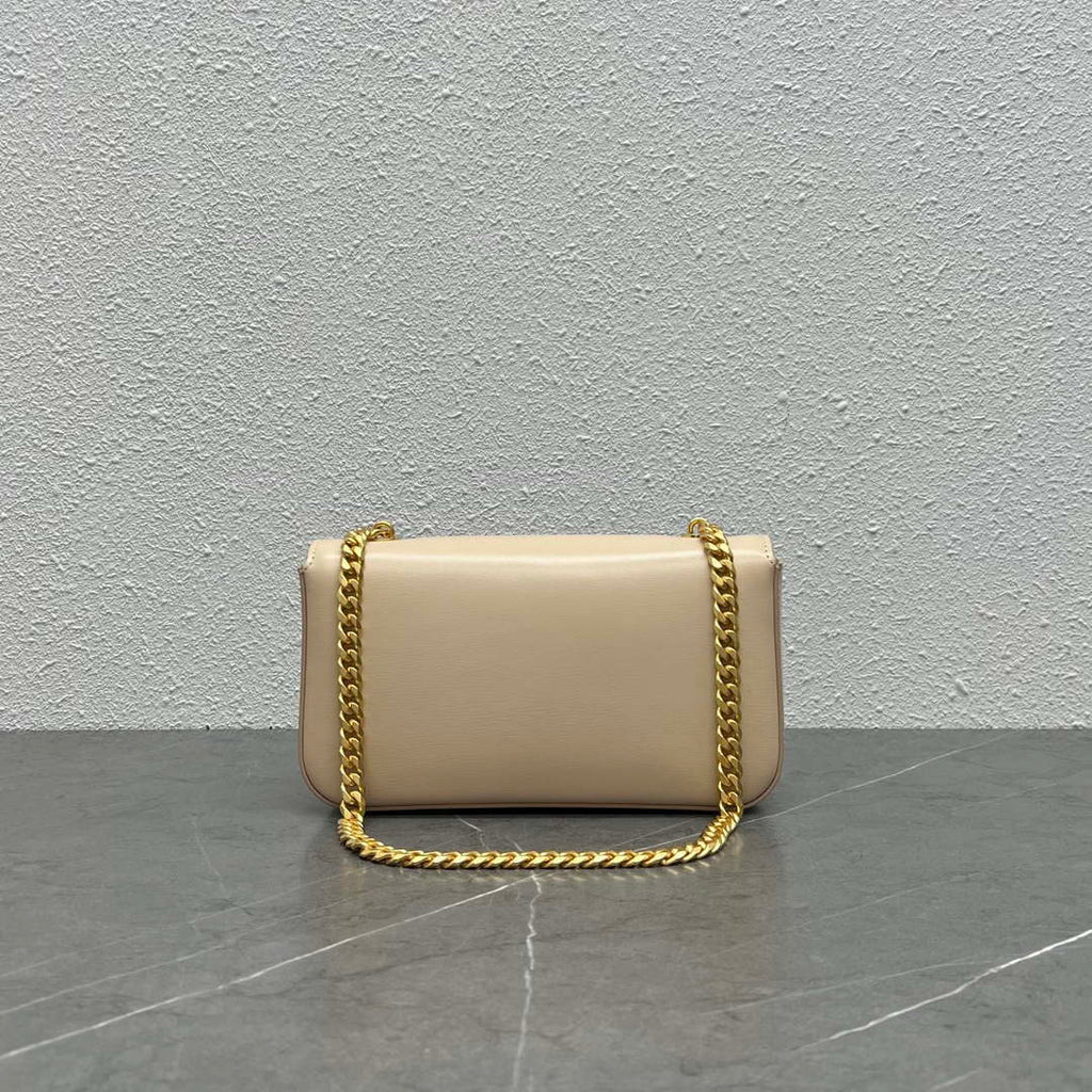 Celine 197992 Chain Shoulder Bag Claude In Triomphe Canvas Nude