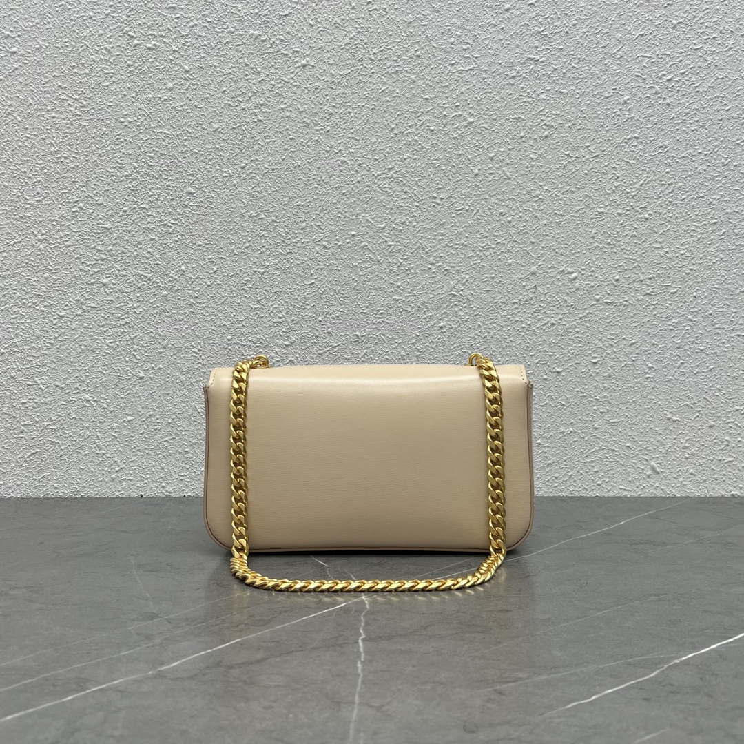 Celine 197992 Chain Shoulder Bag Claude In Triomphe Canvas Nude