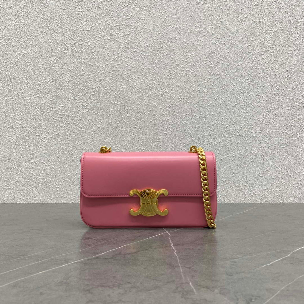 Celine 197992 Chain Shoulder Bag Claude In Triomphe Canvas Pink