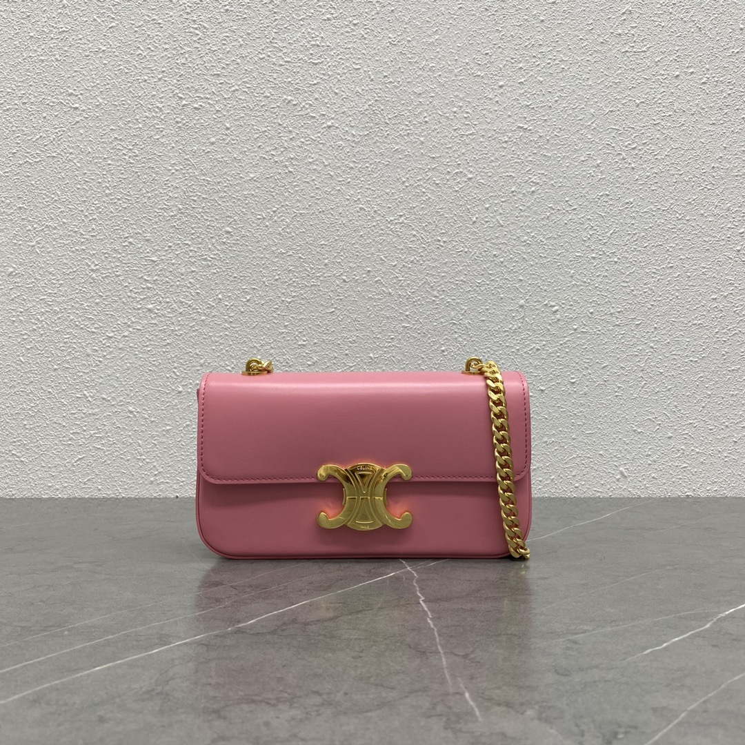 Celine 197992 Chain Shoulder Bag Claude In Triomphe Canvas Pink - Default Title - View 1