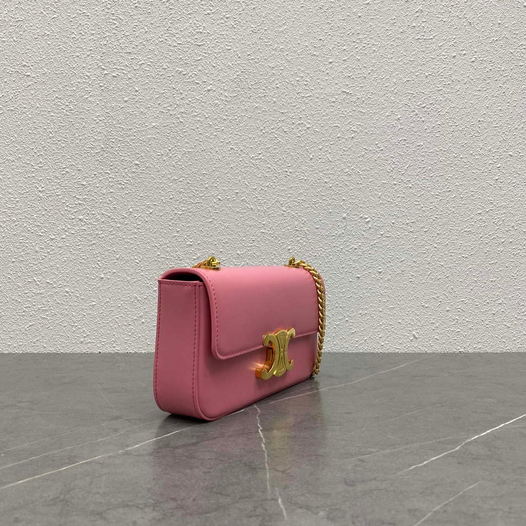 Celine 197992 Chain Shoulder Bag Claude In Triomphe Canvas Pink