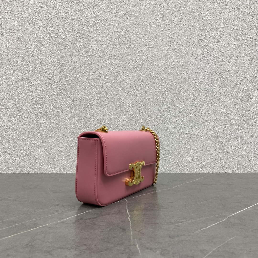 Celine 197992 Chain Shoulder Bag Claude In Triomphe Canvas Pink