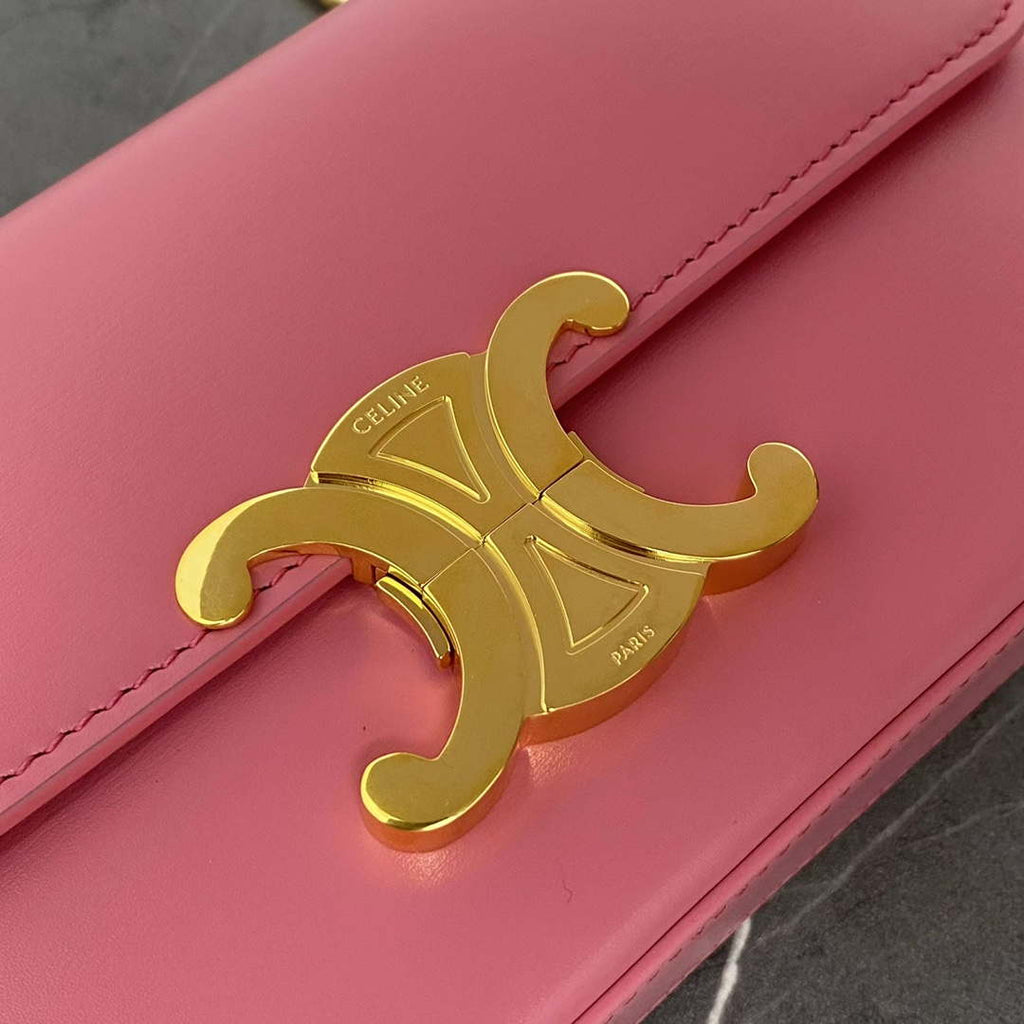Celine 197992 Chain Shoulder Bag Claude In Triomphe Canvas Pink