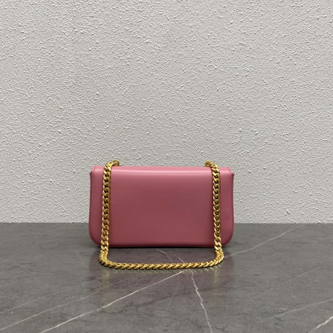 Celine 197992 Chain Shoulder Bag Claude In Triomphe Canvas Pink