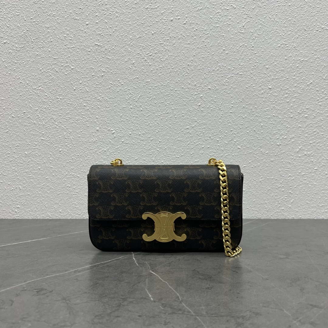 Celine 197992 Chain Shoulder Bag Claude In Triomphe Canvas Tan - Default Title - View 1