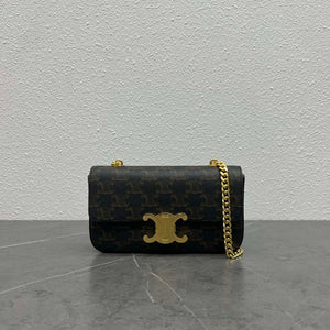 Celine 197992 Chain Shoulder Bag Claude In Triomphe Canvas Tan - Default Title - View 1