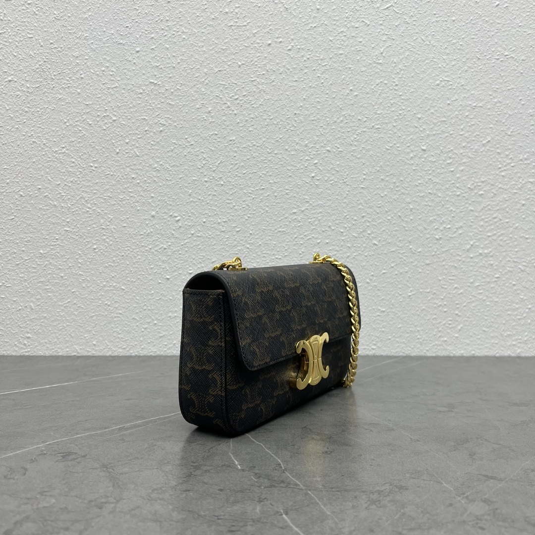 Celine 197992 Chain Shoulder Bag Claude In Triomphe Canvas Tan