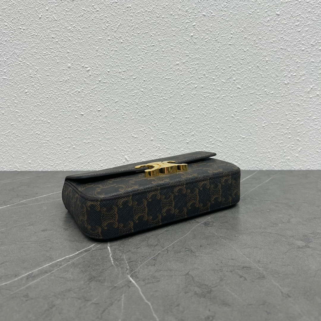 Celine 197992 Chain Shoulder Bag Claude In Triomphe Canvas Tan