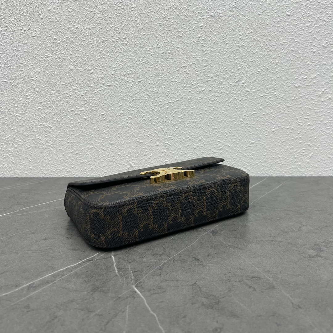 Celine 197992 Chain Shoulder Bag Claude In Triomphe Canvas Tan
