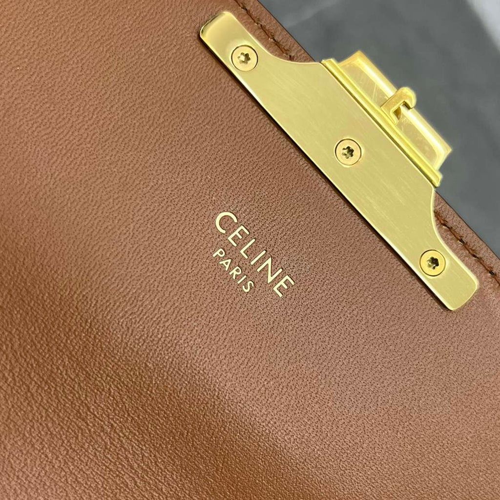 Celine 197992 Chain Shoulder Bag Claude In Triomphe Canvas Tan