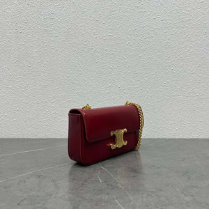 Celine 197992 Chain Shoulder Bag Claude In Triomphe Canvas Wine Red - Default Title - View 2